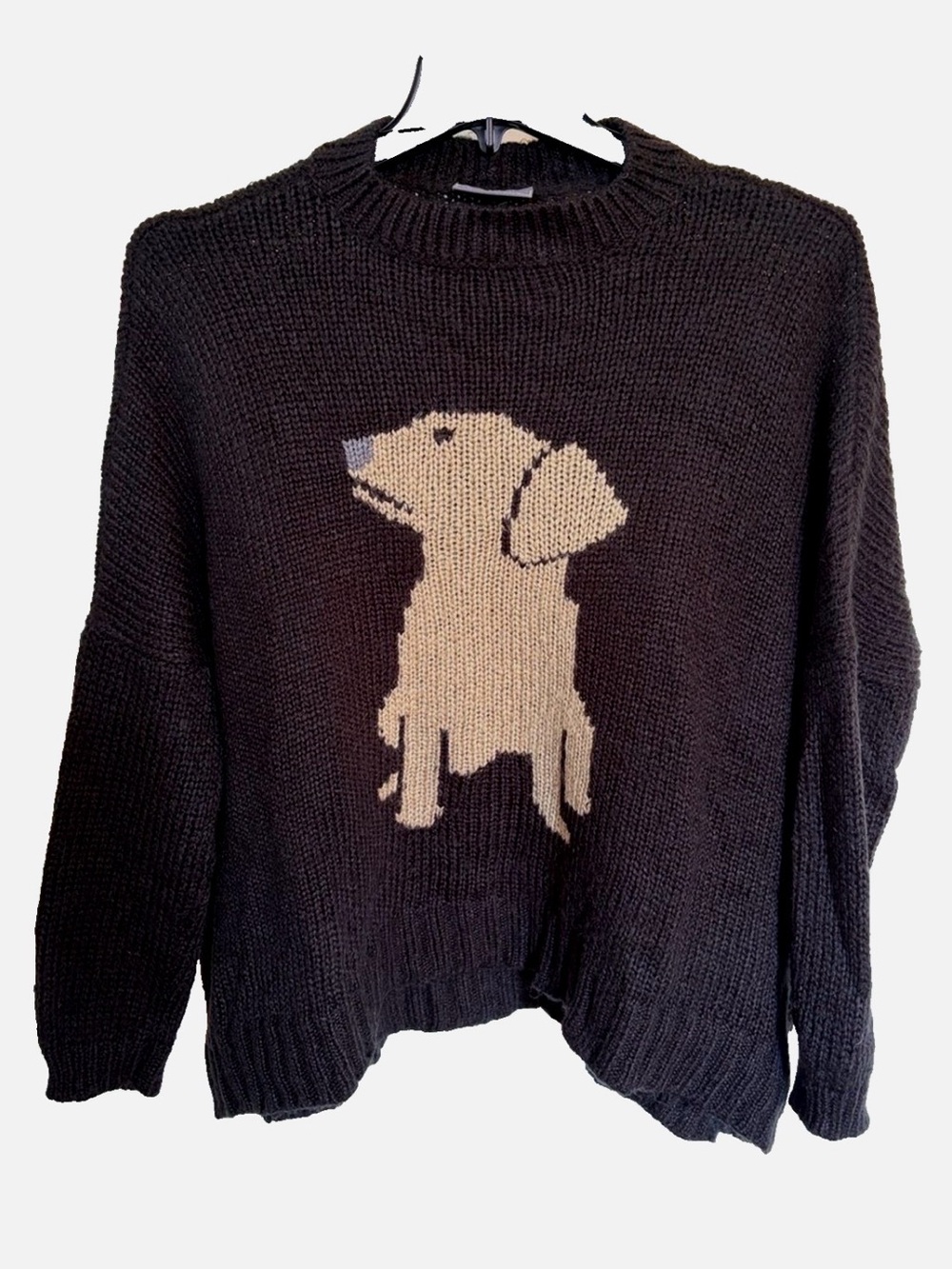Wooden Ships Labrador Dog Sweater M/L Black Tan Lab Novelty Dog Lover Pullover
